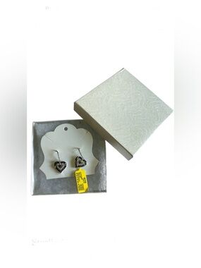 Sterling Silver Black Heart Gemstone Dangle Earrings